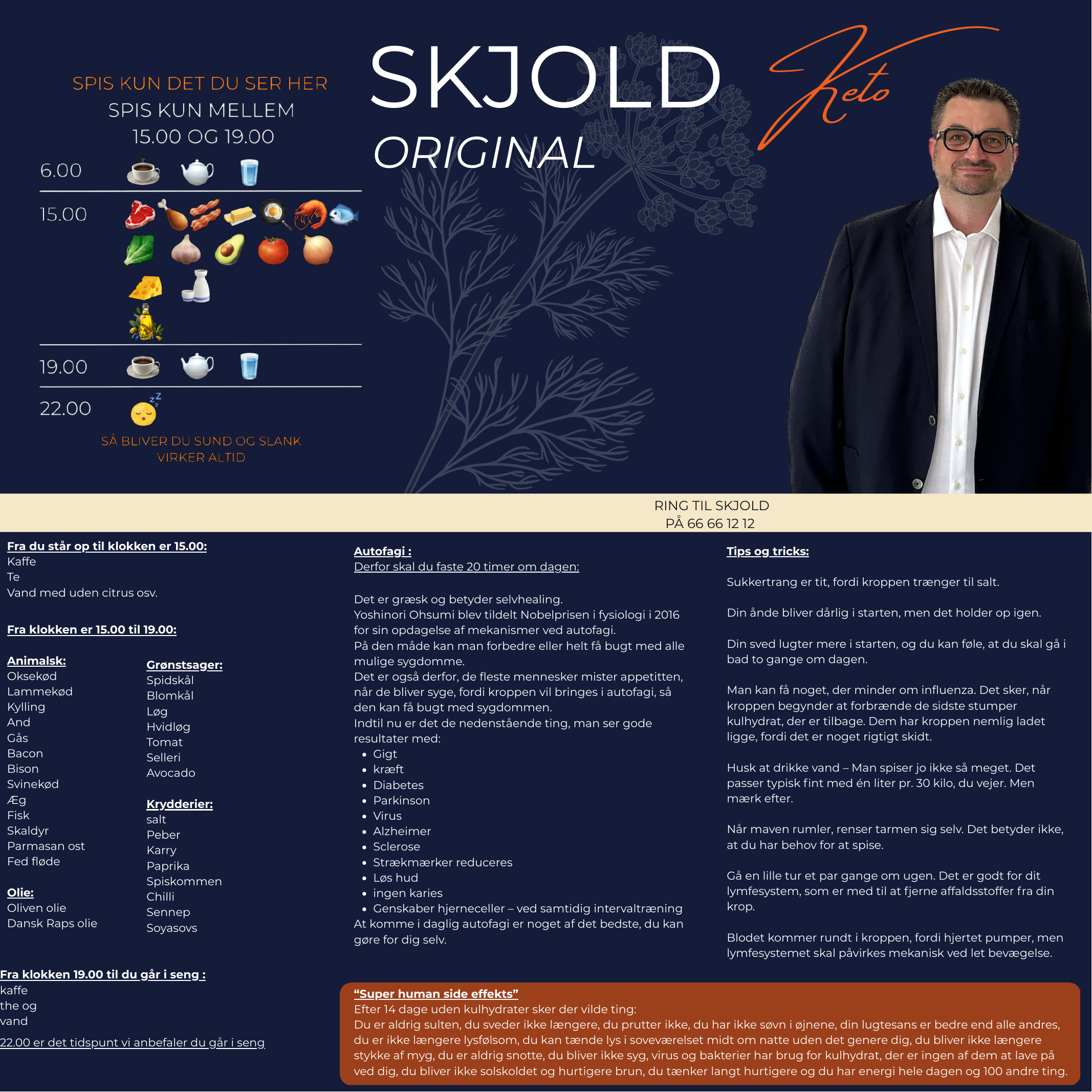 Skjold Original Keto - Peter Skjolds oversigt over dagens måltider, faste, autofagi og tips
